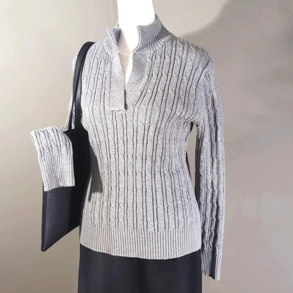 Liz Claiborne Grey Cotton Sweater - Picture 1 of 6